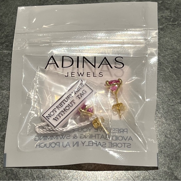 Adina Eden Jewelry - Adina Eden Jewels Earrings Solitaire Round Stud Pink CZ Stones Post Back NWT